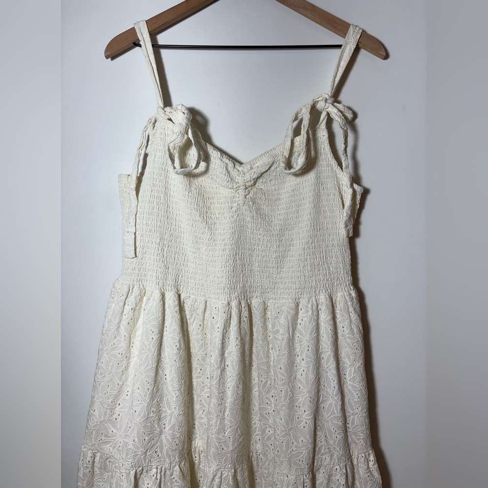 MADEWELL Eyelet Lucie Tie-Strap Tiered Midi Dress Off White Sz XL - Picture 5 of 11
